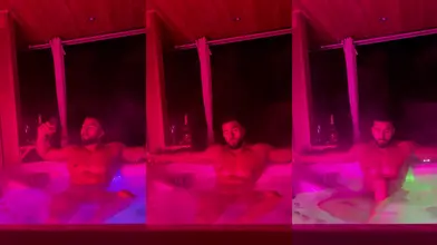Le Beau Mec Barbu Arabe se Déshabille Sensuellement dans le Jacuzzi