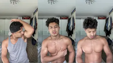 Modèle fitness marocain enlève son débardeur et contracte ses pecs découpés