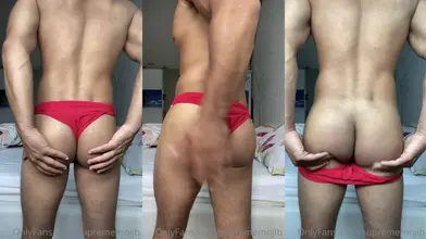 Athlète Marocain en Slip Rouge Baisse pour Montrer Son Cul Nu